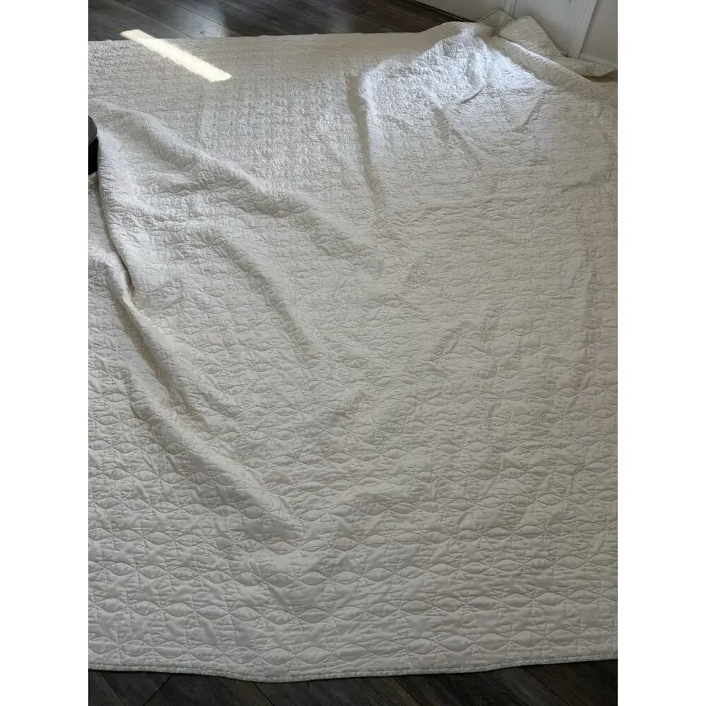 Martha Stewart Star Quilt King Size Cotton Quilt Yellow White (2) Shams Cottage